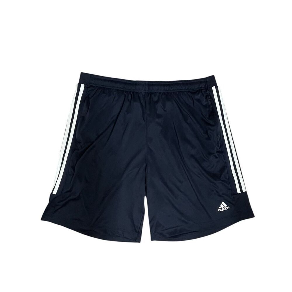 Adidas Shorts Men 2XL Blue Athletic Running Gym Climalite Striped Logo